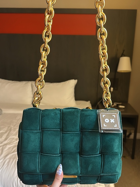 Bottega Veneta Handbags - Bottega Veneta Teal Padded Cassette Bag with Gold Chain